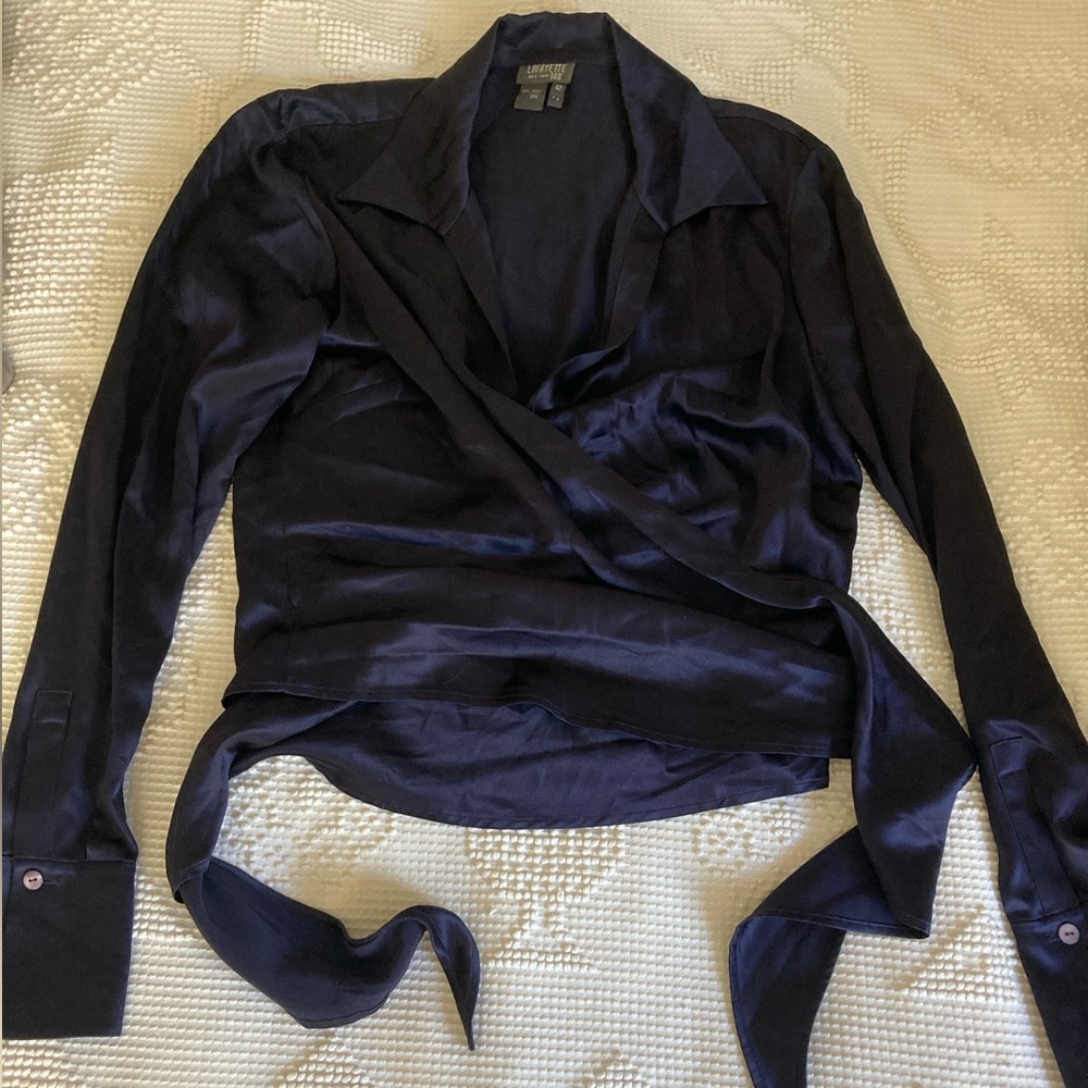 Lafayette 148 Silk Wrap Top